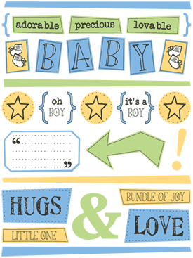 FreeStyle Collection Baby Boy 7 x 9 Scrapbook Sticker Sheet by SRM Press - Scrapbook Supply Companies