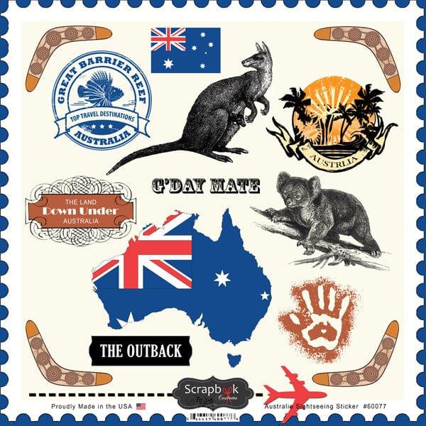 Sightseeing Collection Australia 12 x 12 Sticker Sheet by Scrapbook Customs - Scrapbook Supply Companies