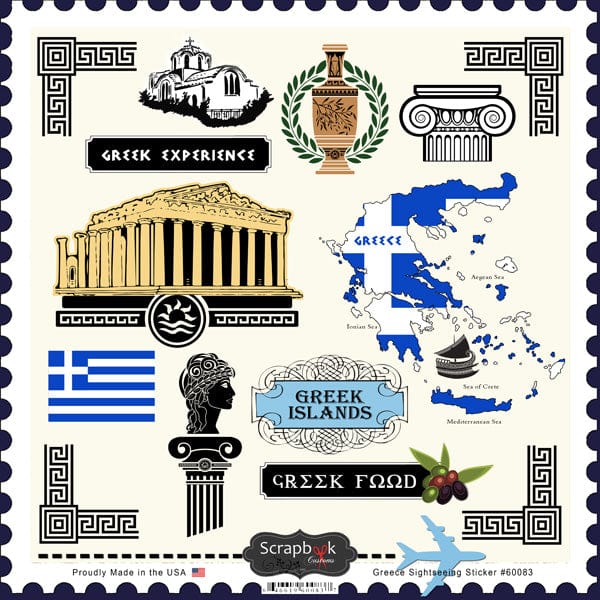 Sightseeing Collection Greece 12 x 12 Sticker Sheet by Scrapbook Customs