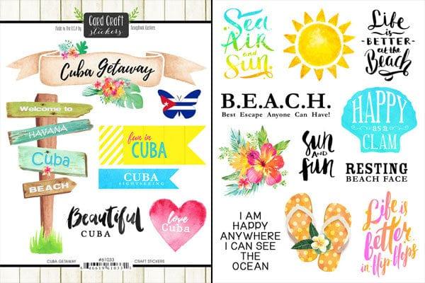 Getaway Collection Cuba 6 x 8 Double-Sided Scrapbook Sticker Sheet by Scrapbook Customs - Scrapbook Supply Companies