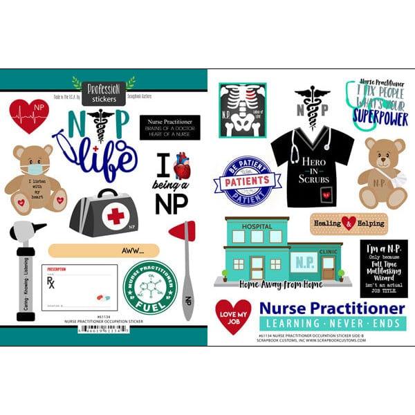 Occupation Collection Nurse Practitioner 6 x 8 Scrapbook Sticker Sheet by Scrapbook Customs - Scrapbook Supply Companies