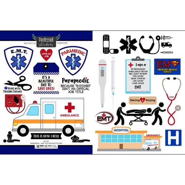 Occupation Collection Paramedic/EMT 6 x 8 Double Sided Scrapbook Sticker Sheet by Scrapbook Customs - Scrapbook Supply Companies