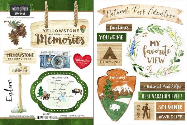 National Park Collection Yellowstone National Park 5.5 x 8 Scrapbook Double-Sided Sticker Sheet by Scrapbook Customs - Scrapbook Supply Companies
