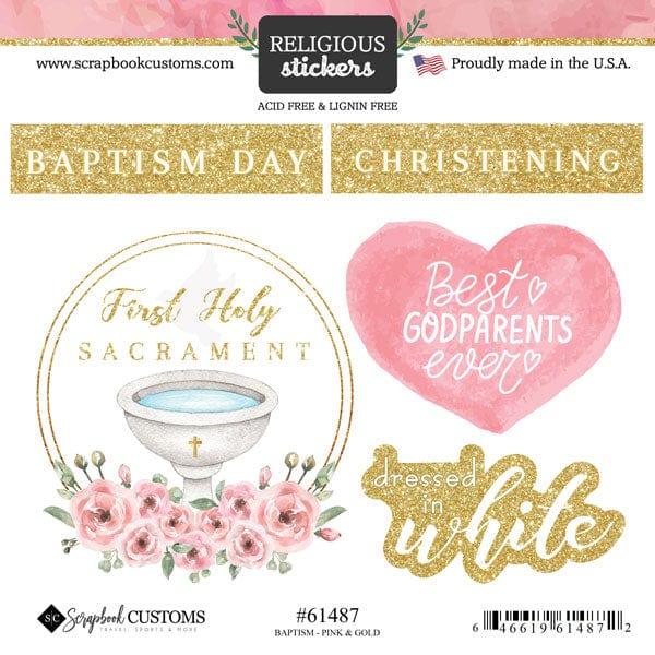 Holy Sacraments Collection Pink & Roses 6 x 6 Scrapbook Sticker Sheet by Scrapbook Customs - Scrapbook Supply Companies