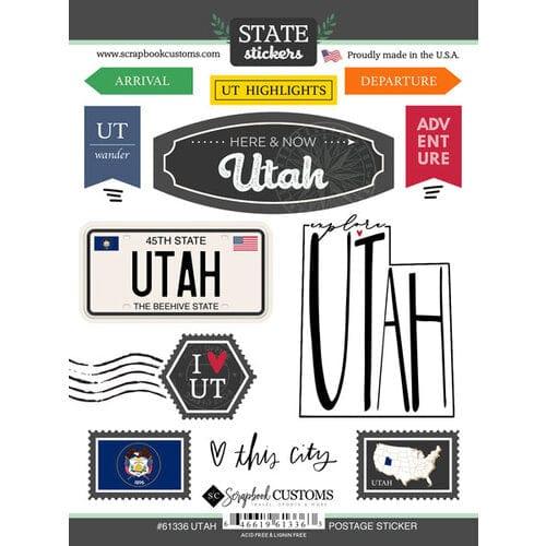 Postage Map Collection Utah 6 x 8 Scrapbook Sticker Sheet by Scrapbook Customs - Scrapbook Supply Companies