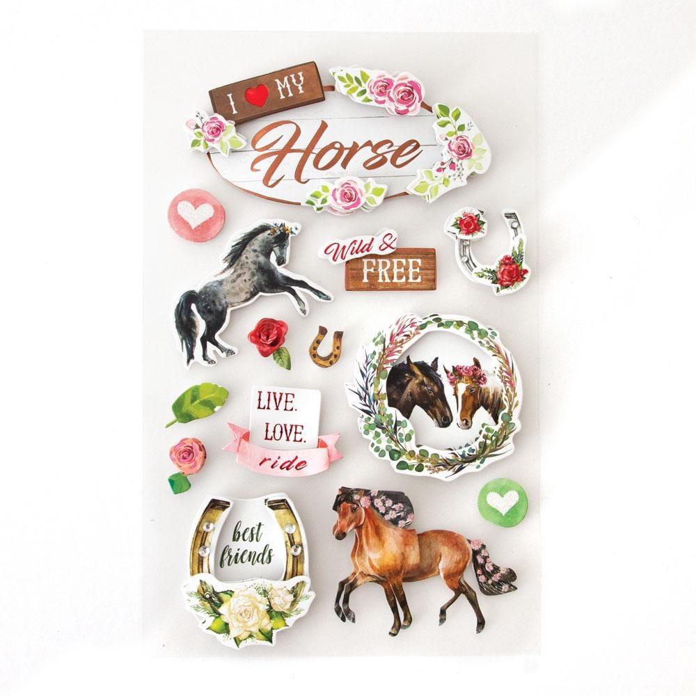 Pet Collection I Love My Horse 5 x 7 Glitter 3D Scrapbook Embellishment by Paper House Productions - Scrapbook Supply Companies