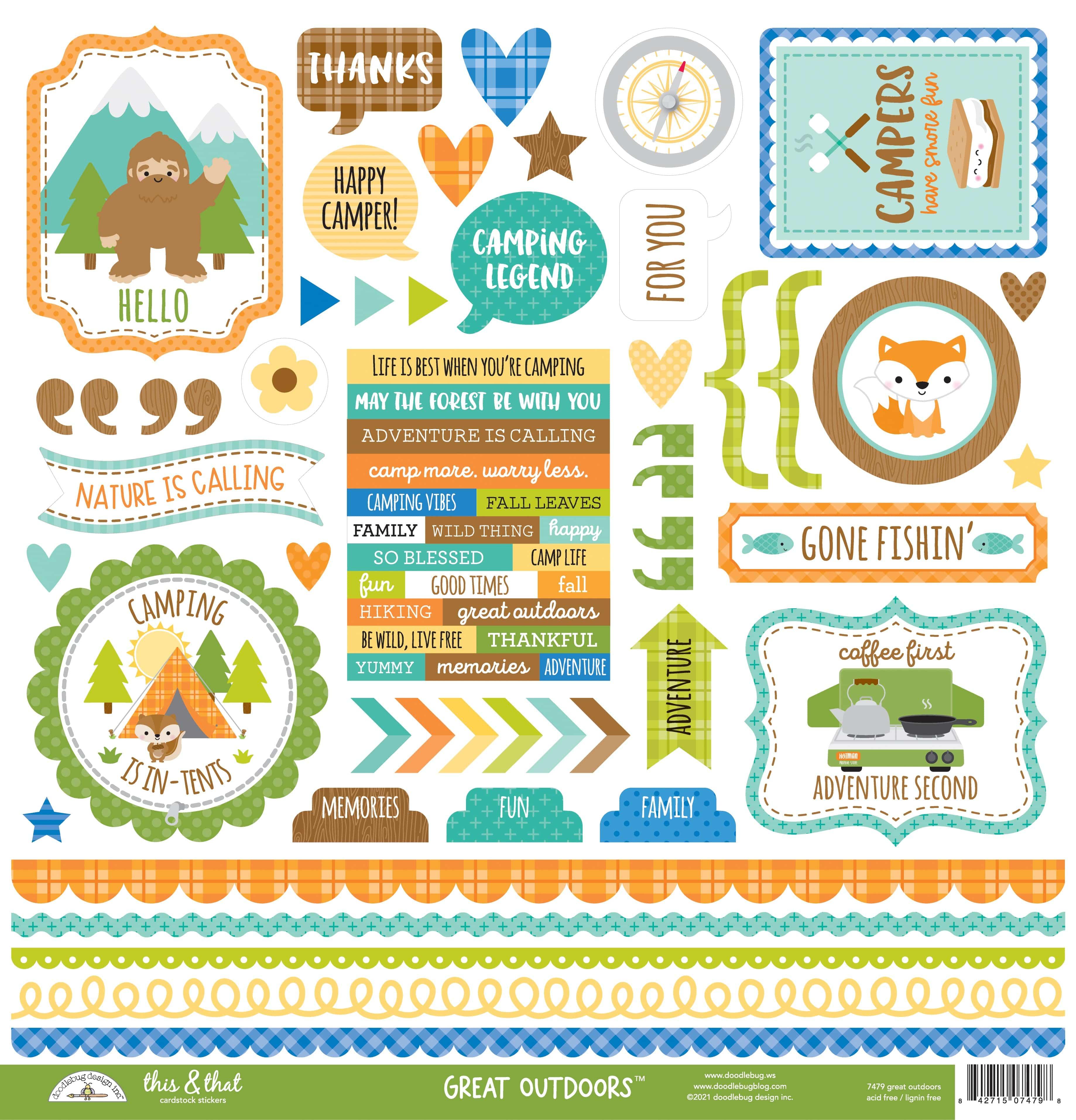 Great Outdoors Collection This & That 12 x 12 Cardstock Scrapbook Sticker Sheet by Doodlebug Design - Scrapbook Supply Companies