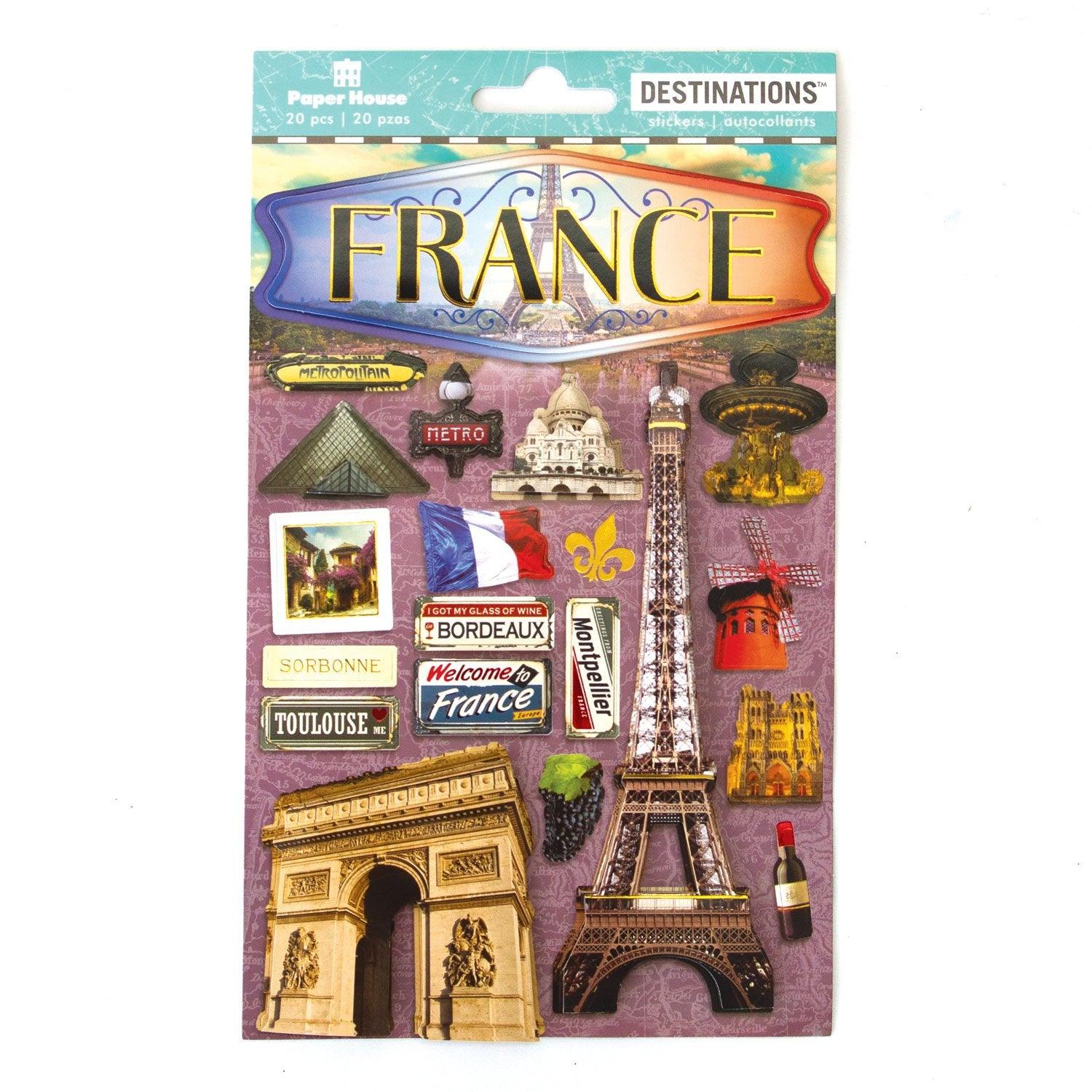Destinations Collection France 5 x 7 3D Foil Scrapbook Embellishment by Paper House Productions - Scrapbook Supply Companies