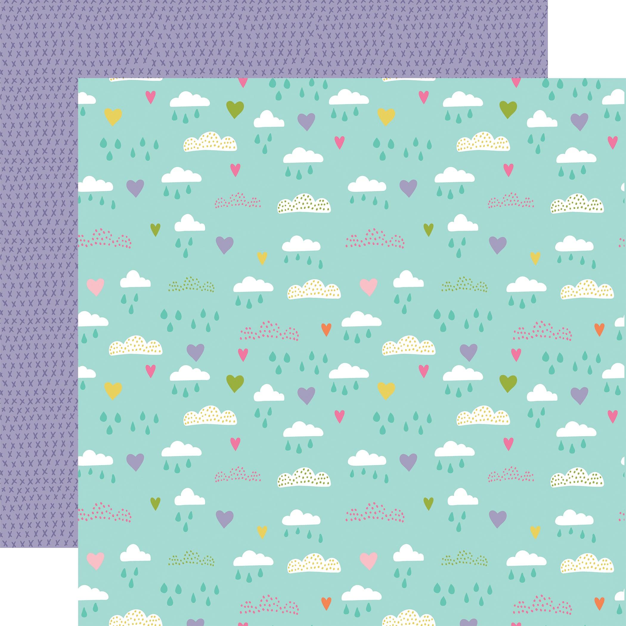 All About A Girl Collection Heartfelt Sky 12 x 12 Double-Sided Scrapbook Paper by Echo Park Paper - Scrapbook Supply Companies