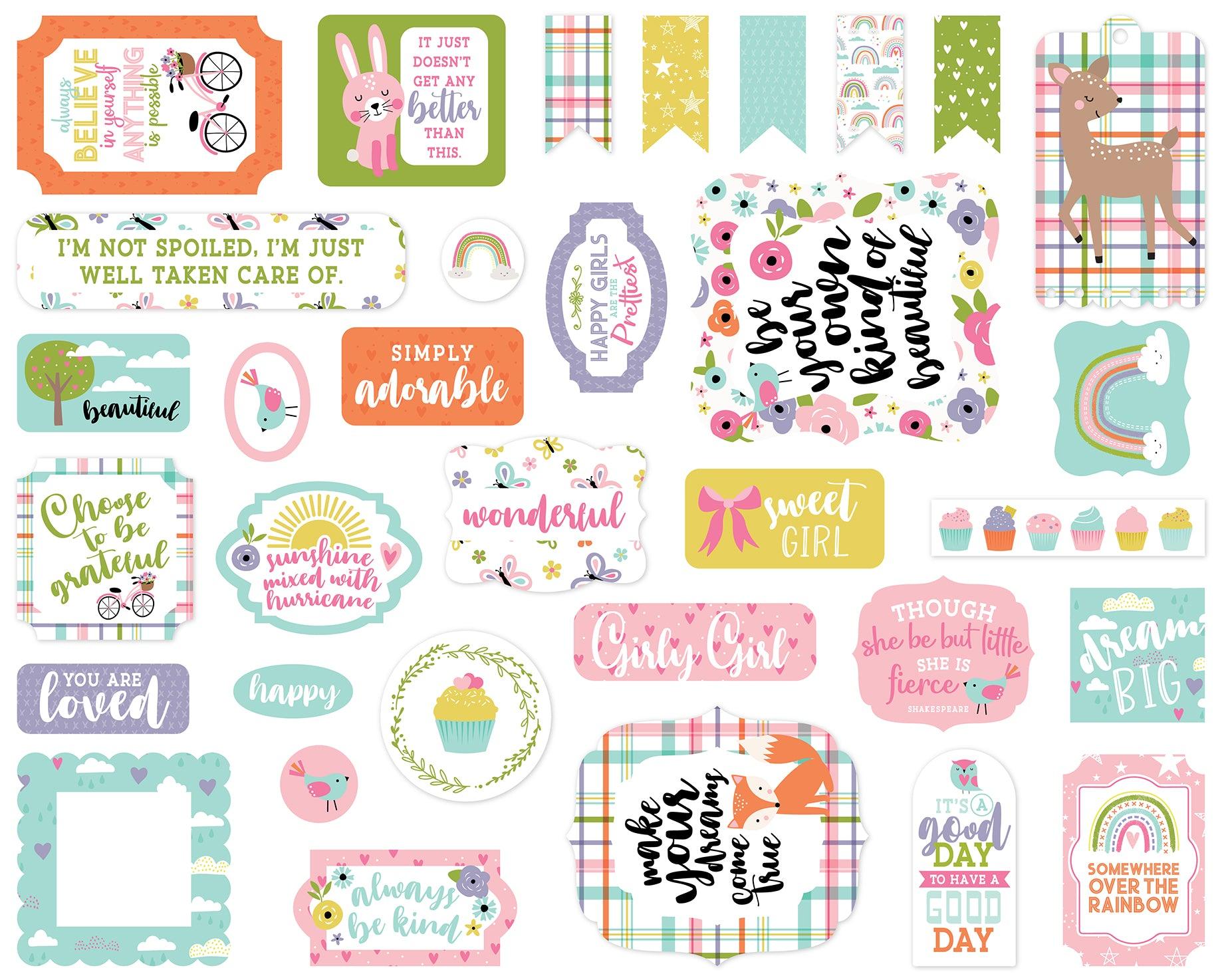 All About A Girl Collection 5 x 5 Scrapbook Ephemera Die Cuts by Echo Park Paper - Scrapbook Supply Companies