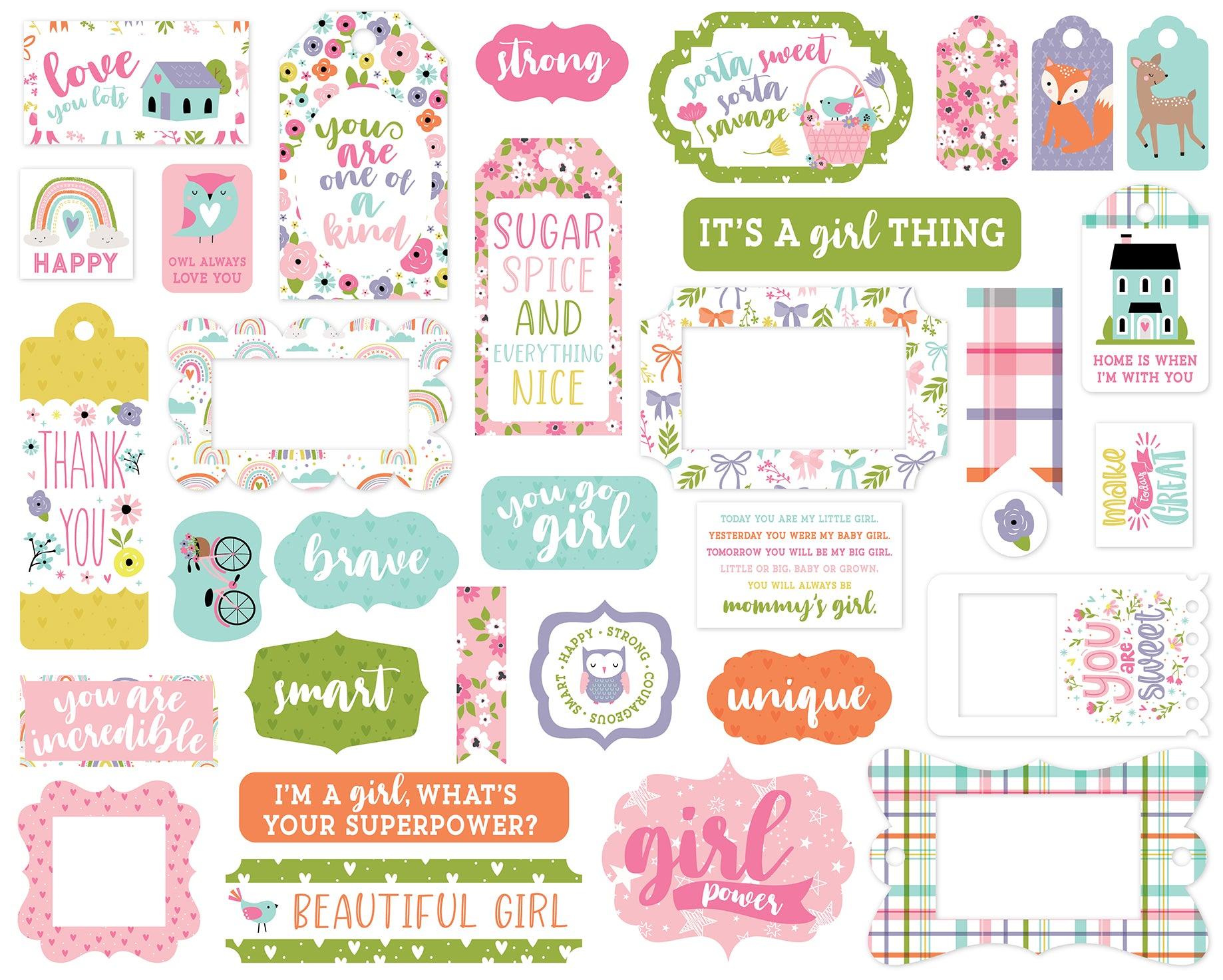All About A Girl Collection 5 x 5 Scrapbook Tags & Frames Die Cuts by Echo Park Paper - Scrapbook Supply Companies