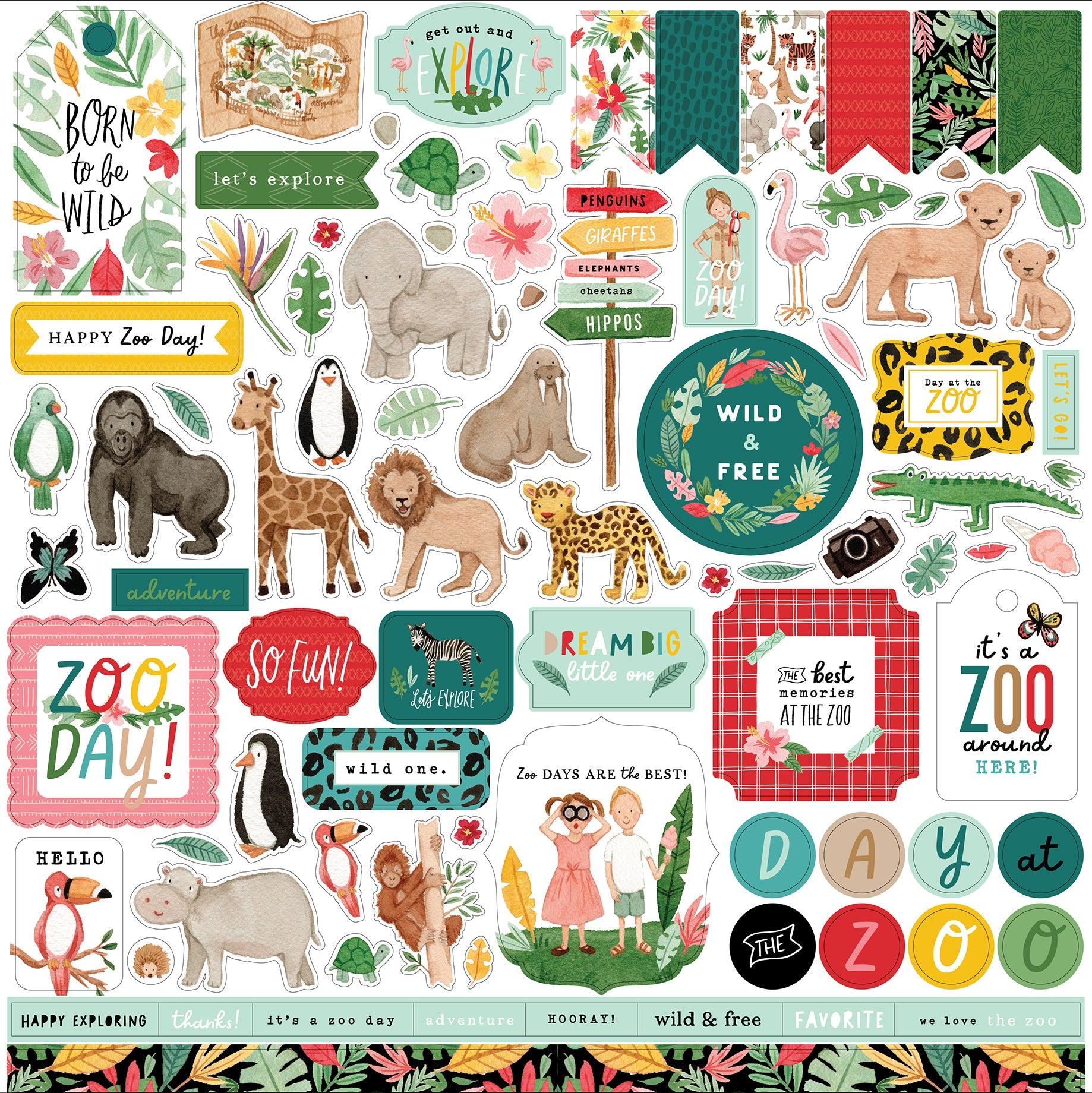 Animal Kingdom Collection 12 x 12 Scrapbook Sticker Sheet by Echo Park Paper - Scrapbook Supply Companies