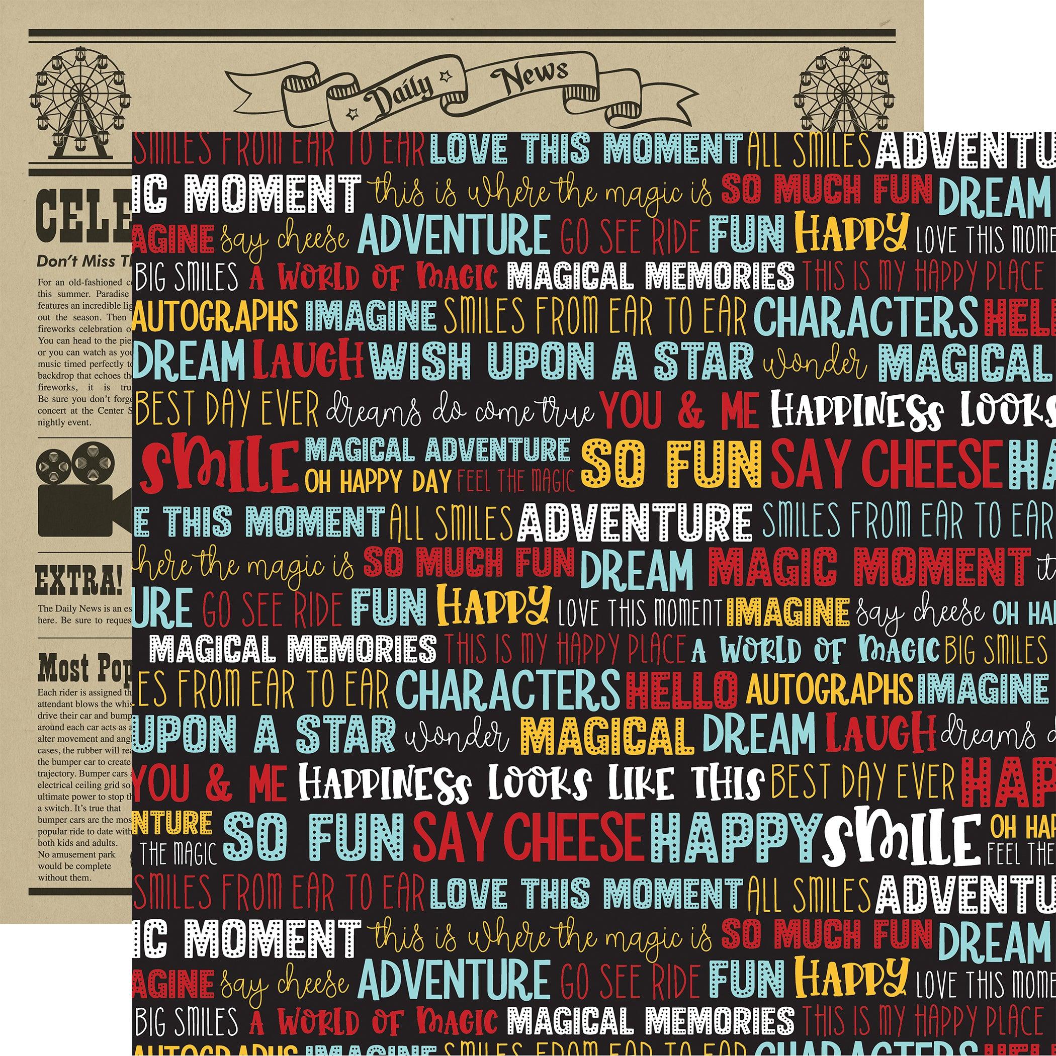 A Magical Place Collection Smile Words 12 x 12 Double-Sided Scrapbook Paper by Echo Park Paper - Scrapbook Supply Companies