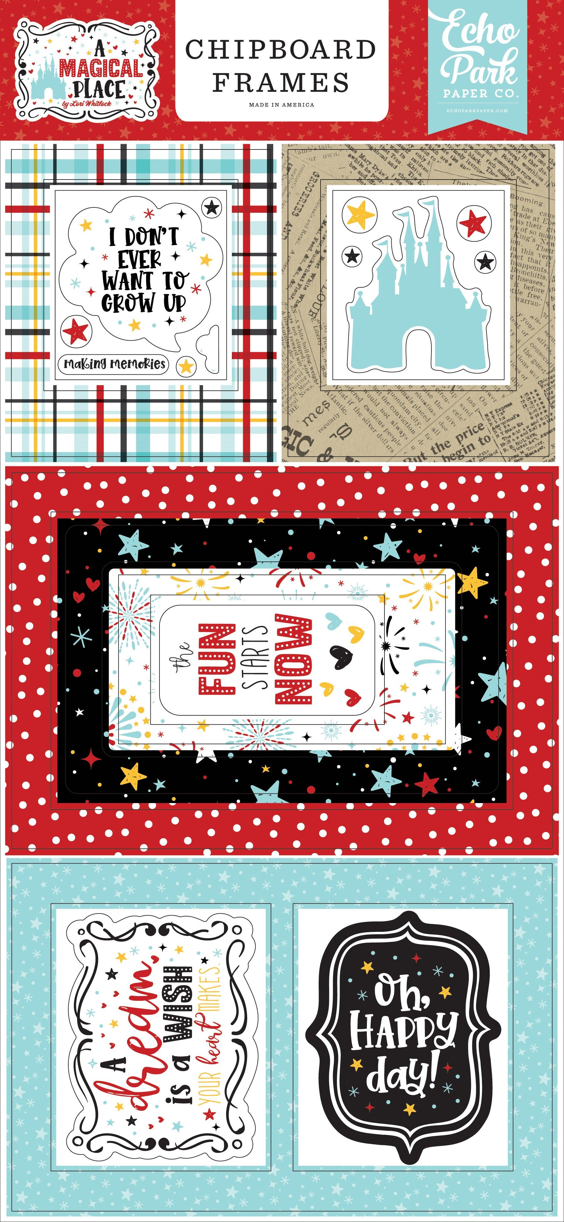 A Magical Place Collection 6 x 12 Chipboard Frames Scrapbook Embellishments by Echo Park Paper - Scrapbook Supply Companies