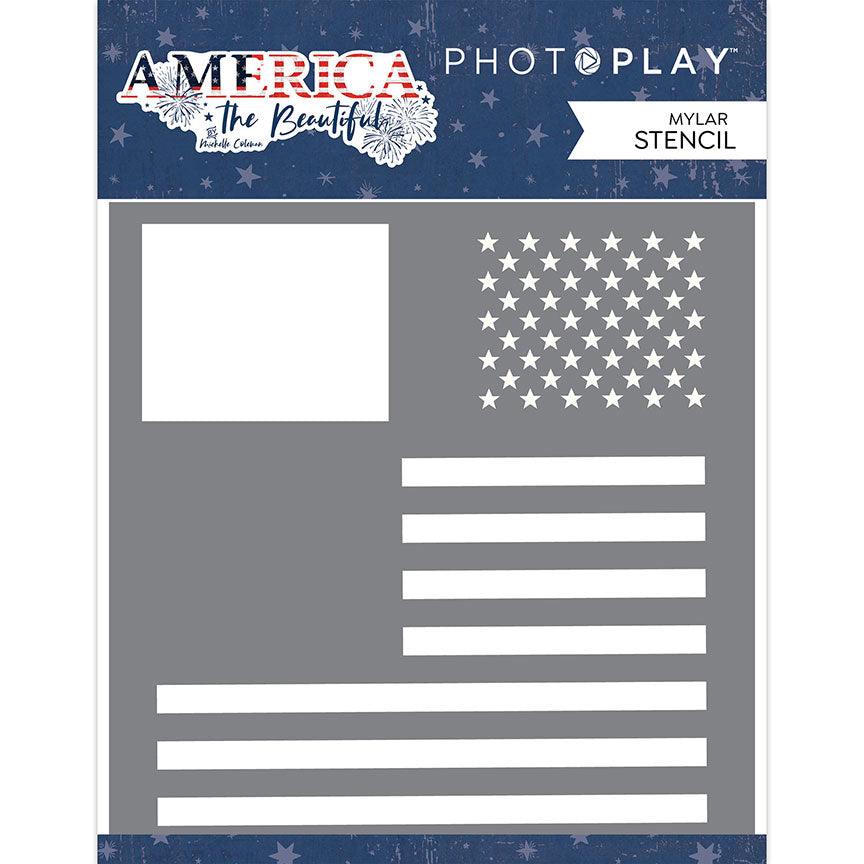America the Beautiful Collection Flag 6 x 6 Mylar Stencil by Photo Play Paper - Scrapbook Supply Companies
