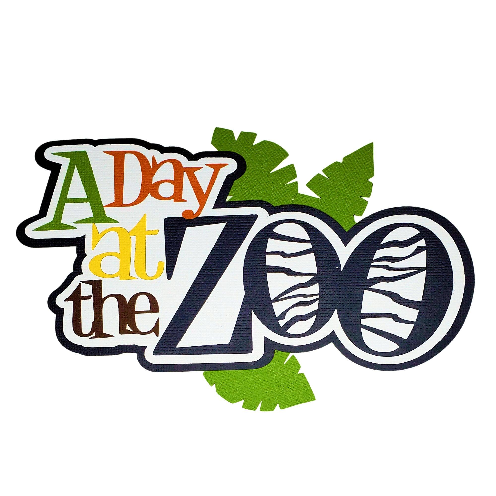 A Day At The Zoo Title Fully-Assembled 4 x 7 Laser Cut Scrapbook Embellishment by SSC Laser Designs