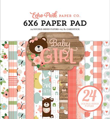 Baby Girl Collection 6 x 6 Paper Pad by Echo Park Paper - 24 Double-Sided Papers - Scrapbook Supply Companies