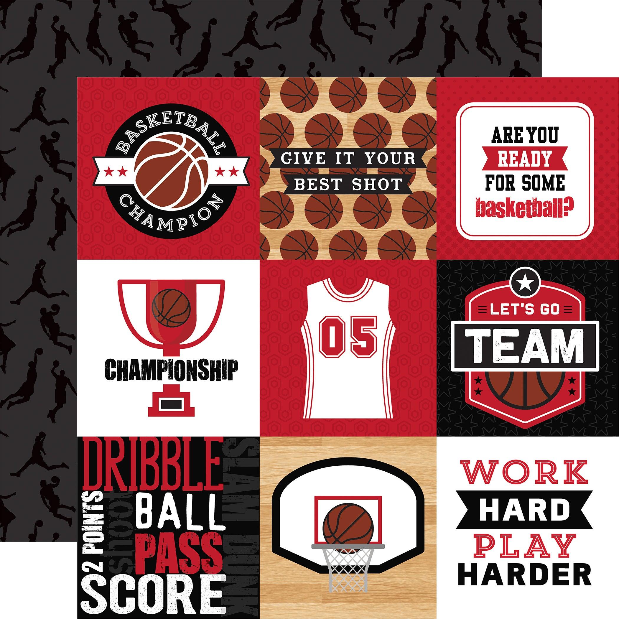 Basketball Collection 4x4 Journaling Cards 12 x 12 Double-Sided Scrapbook Paper by Echo Park Paper