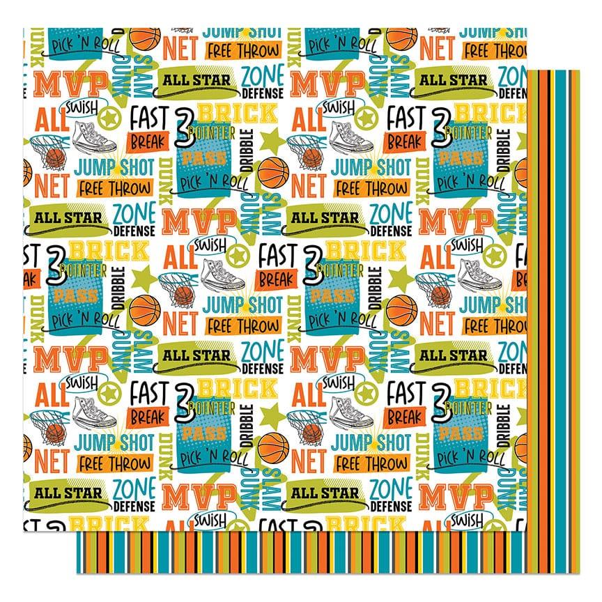 MVP Basketball Collection Free Throw 12 x 12 Double-Sided Scrapbook Paper by Photo Play Paper