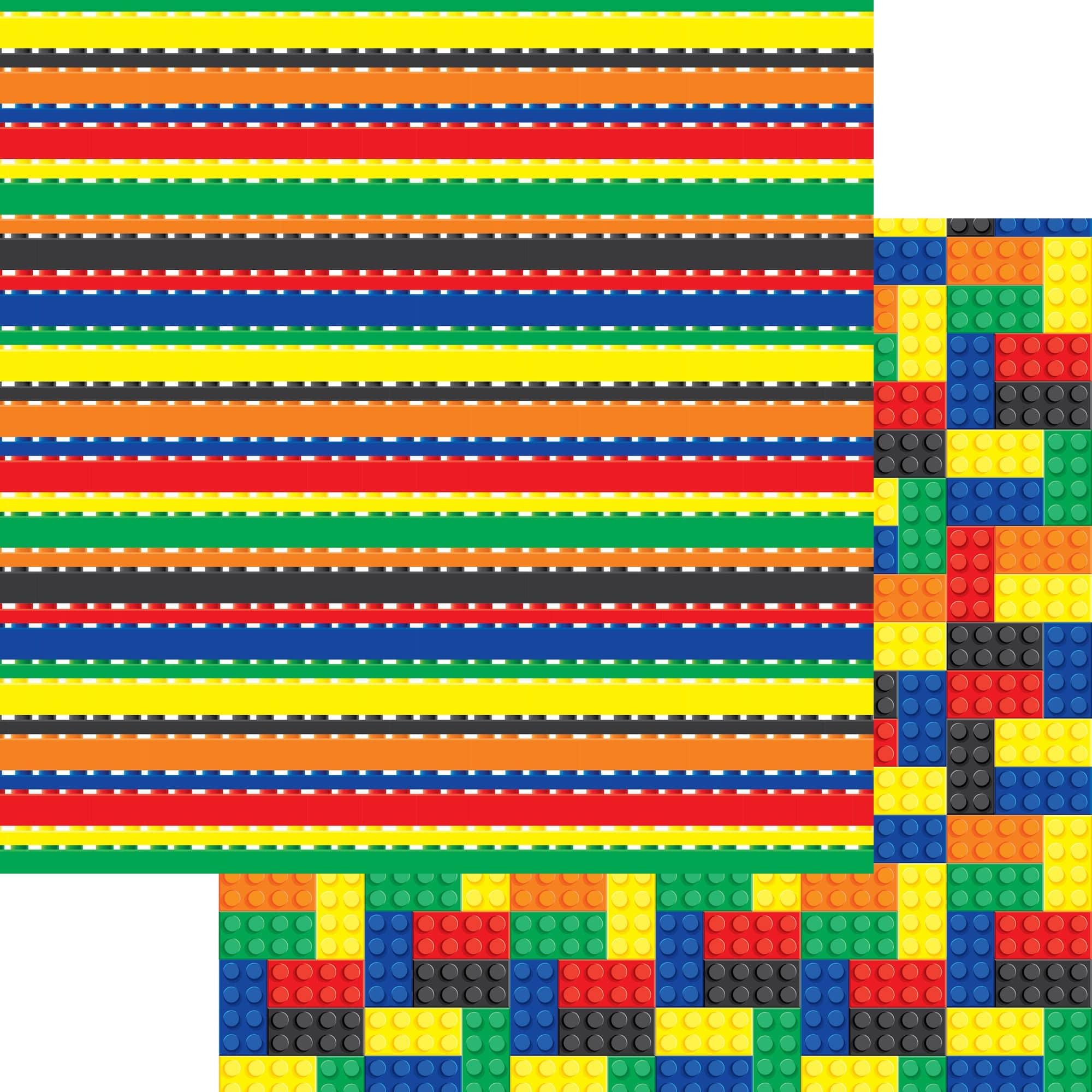 The Building Blocks Collection Multi-Color Blocks 12 x 12 Double-Sided Scrapbook Paper by SSC Designs