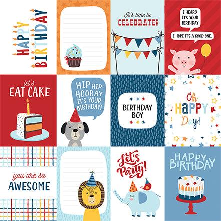 Birthday Boy Collection 3 x 4 Journaling Cards 12 x 12 Double-Sided Scrapbook Paper by Echo Park Paper - Scrapbook Supply Companies