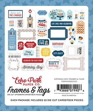 Birthday Boy Collection 5 x 5 Scrapbook Tags & Frames Die Cuts by Echo Park Paper - Scrapbook Supply Companies