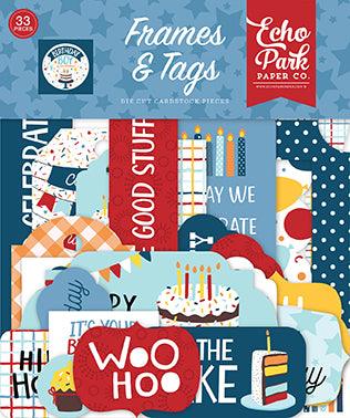 Birthday Boy Collection 5 x 5 Scrapbook Tags & Frames Die Cuts by Echo Park Paper - Scrapbook Supply Companies