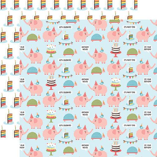 Birthday Girl Collection Party Animals 12 x 12 Double-Sided Scrapbook Paper by Echo Park Paper - Scrapbook Supply Companies