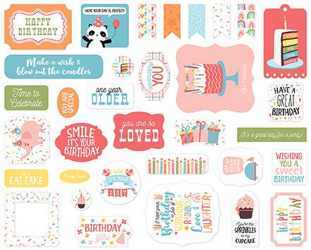 Birthday Girl Collection 5 x 5 Scrapbook Ephemera Die Cuts by Echo Park Paper - Scrapbook Supply Companies