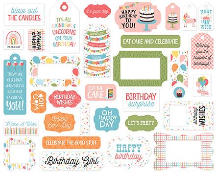 Birthday Girl Collection 5 x 5 Scrapbook Tags & Frames Die Cuts by Echo Park Paper - Scrapbook Supply Companies