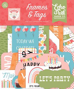 Birthday Girl Collection 5 x 5 Scrapbook Tags & Frames Die Cuts by Echo Park Paper - Scrapbook Supply Companies