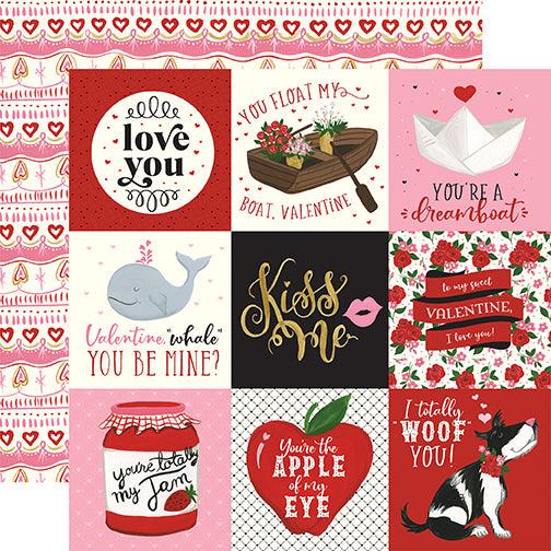 Be My Valentine Collection 4x4 Journaling Cards 12 x 12 Double-Sided Scrapbook Paper by Echo Park Paper