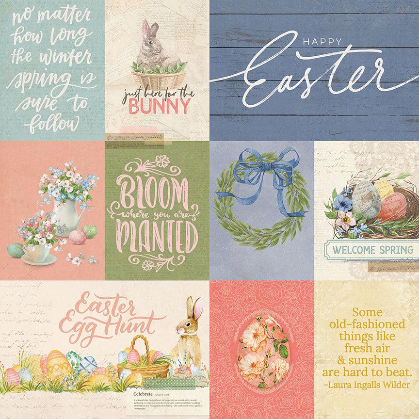 Bunnies and Blooms Collection Bunnies 12 x 12 Double-Sided Scrapbook Paper by Photo Play Paper - Scrapbook Supply Companies