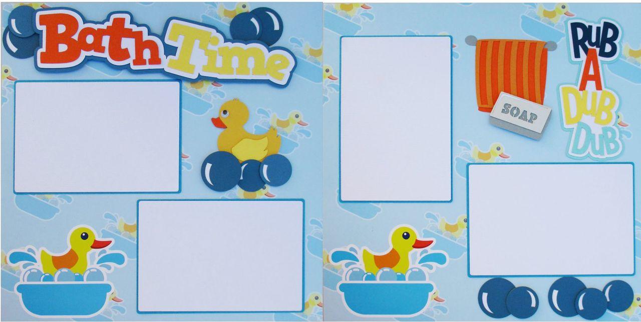 Bath Time (2) - 12 x 12 Pages, Fully-Assembled & Hand-Crafted 3D Scrapbook Premade by SSC Designs