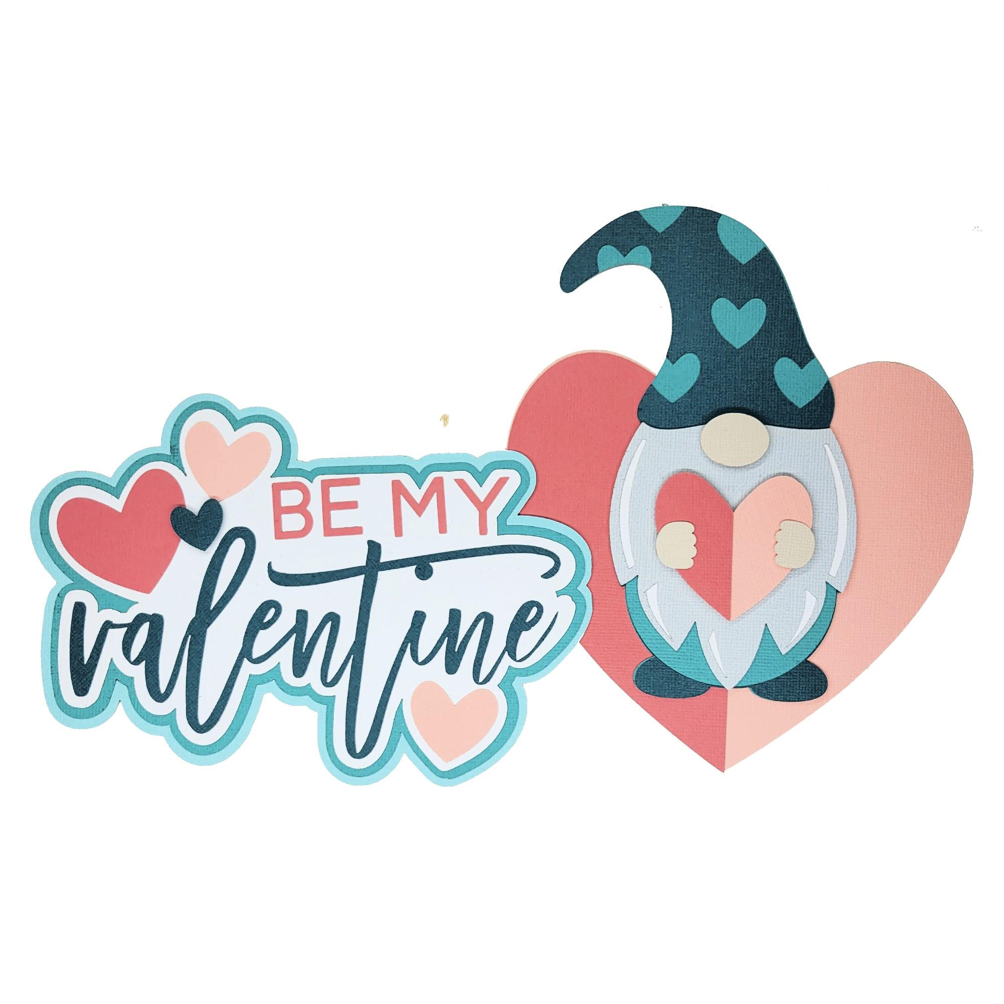 Be My Valentine Gnomie Fully Assembled 3-pc. set 6 x 8 Scrapbook Laser Embellishments by SSC Laser Designs