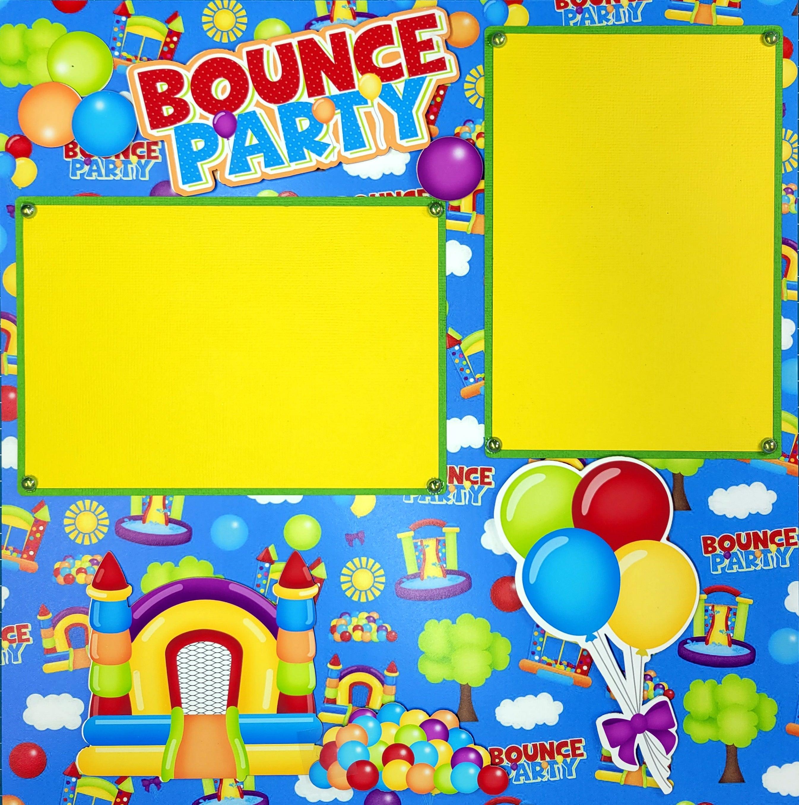 Bounce House Party Premade, Hand- Embellished 2 - 12 x 12 Scrapbook Page Premade by SSC Designs - Scrapbook Supply Companies