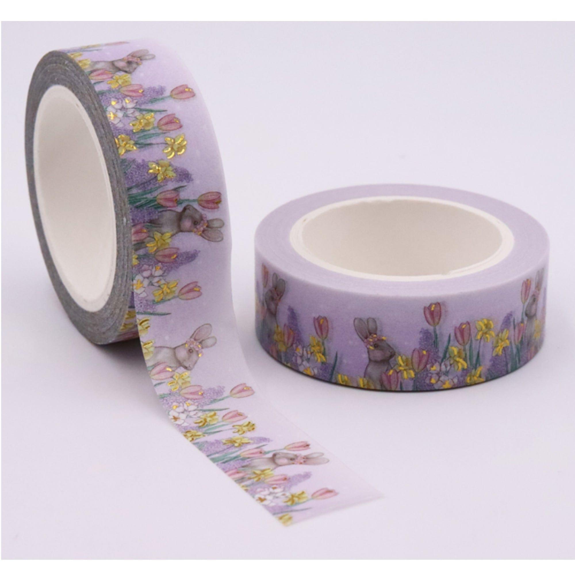 TW Collection Easter Bunnies & Tulips Gold Foiled Scrapbook Washi Tape by SSC Designs - 15mm x 30 Feet