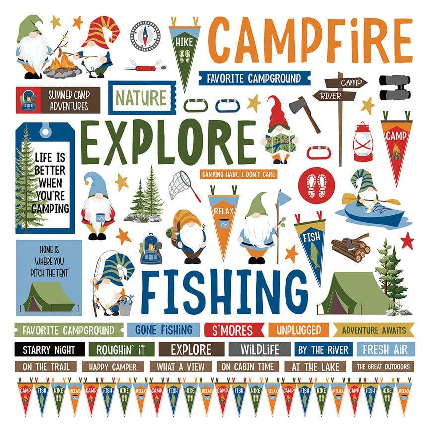 Tulla & Norbert Camping With My Gnomies Collection 12 x 12 Cardstock Scrapbook Sticker Sheet by Photo Play Paper