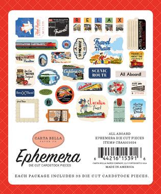 All Aboard Collection 5 x 5 Ephemera Die Cut Scrapbook Embellishments by Carta Bella - Scrapbook Supply Companies