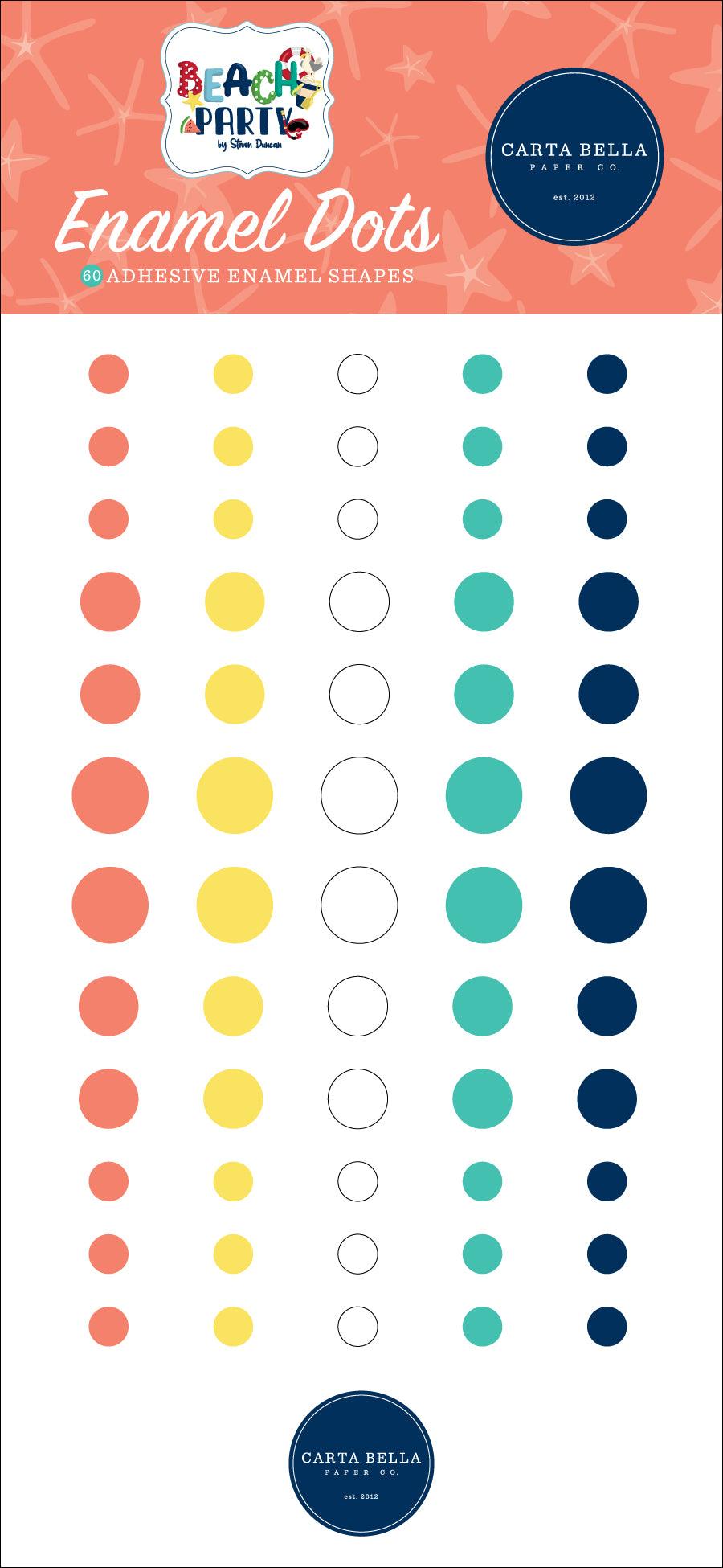 Beach Party Collection 3 x 6 Self-Adhesive Enamel Dots Scrapbook Embellishments by Carta Bella - Scrapbook Supply Companies