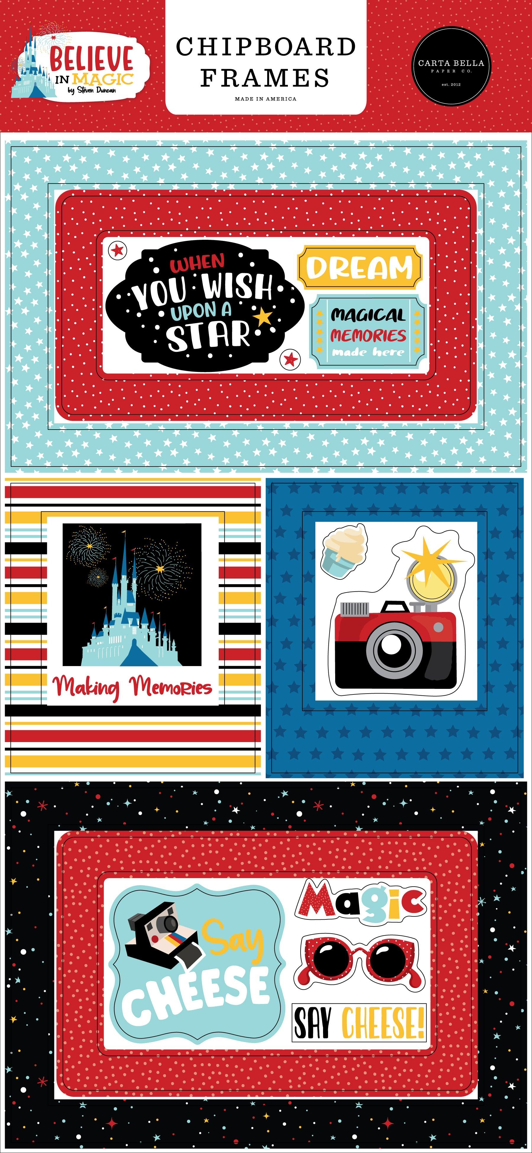 Believe in Magic Collection 6 x 12 Chipboard Frames Scrapbook Embellishments by Carta Bella - Scrapbook Supply Companies