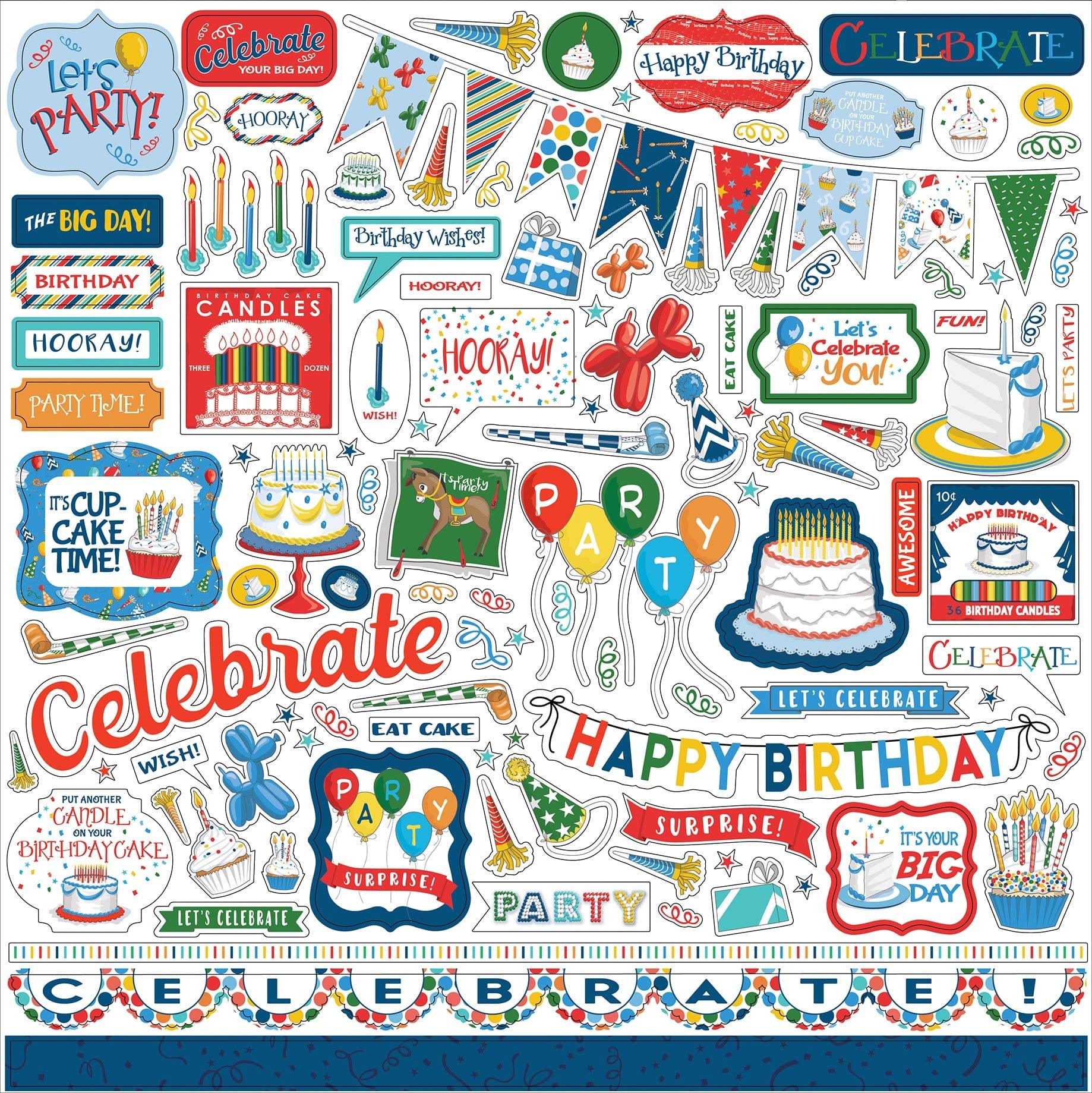Let's Celebrate Collection 12 x 12 Scrapbook Sticker Sheet by Carta Bella - Scrapbook Supply Companies