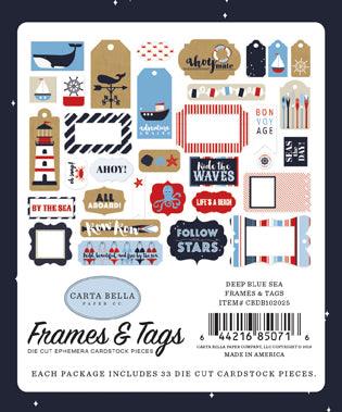 Deep Blue Sea Collection 5 x 5 Frames & Tags Die Cut Scrapbook Embellishments by Carta Bella - Scrapbook Supply Companies