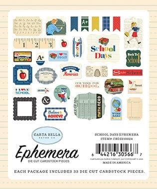 School Days Collection 5 x 5 Ephemera Die Cut Scrapbook Embellishments by Carta Bella - Scrapbook Supply Companies