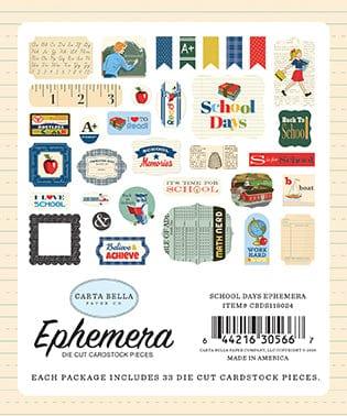 School Days Collection 5 x 5 Ephemera Die Cut Scrapbook Embellishments by Carta Bella - Scrapbook Supply Companies