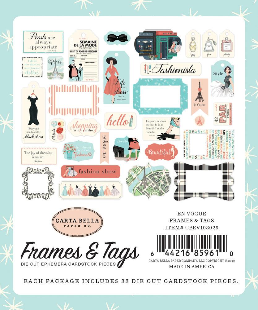 En Vogue Collection 5 x 5 Scrapbook Tags & Frames Die Cuts by Carta Bella - Scrapbook Supply Companies