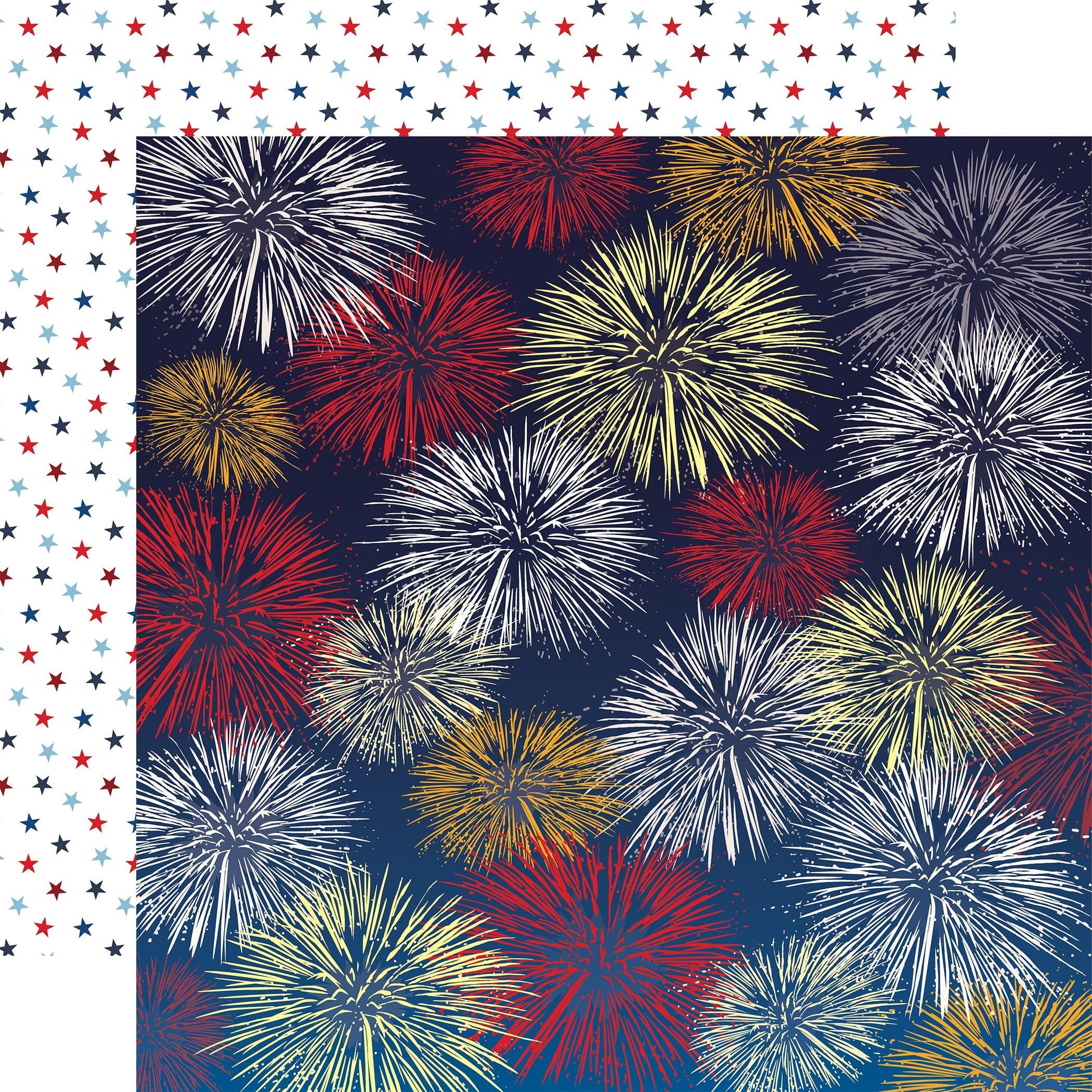 God Bless America Collection Firework Fiesta 12 x 12 Double-Sided Scrapbook Paper by Carta Bella - Scrapbook Supply Companies