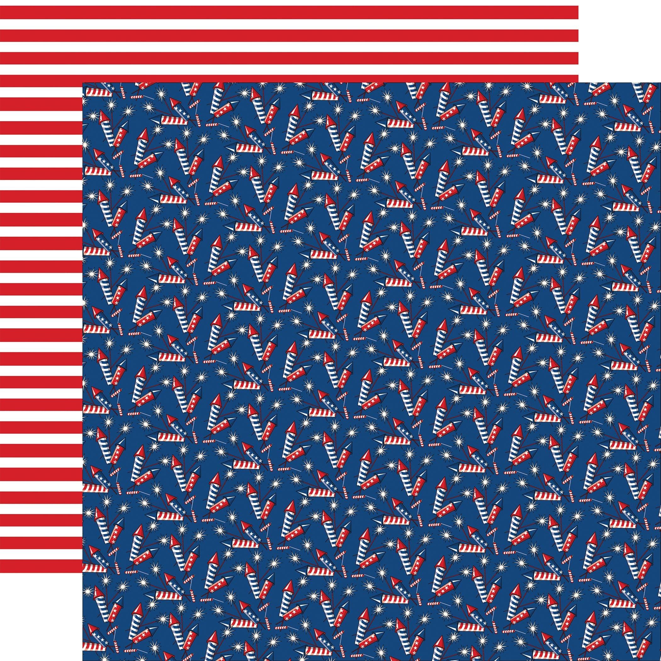 God Bless America Collection Firecracker Fun 12 x 12 Double-Sided Scrapbook Paper by Carta Bella