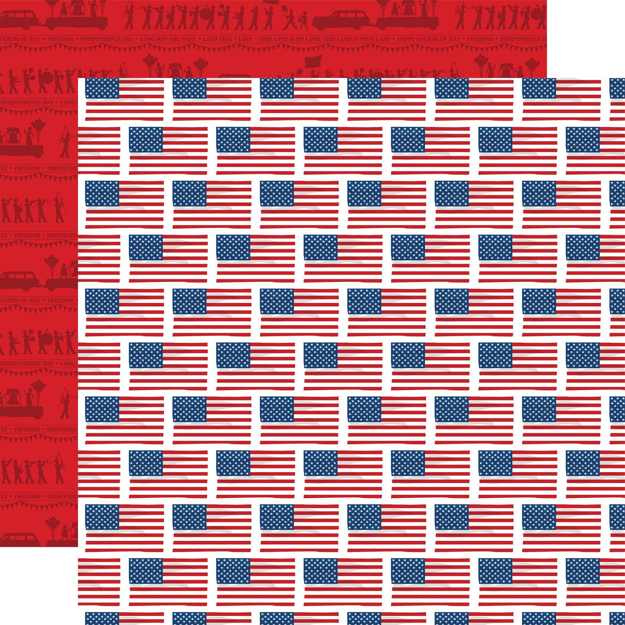 God Bless America Collection Flying Flags 12 x 12 Double-Sided Scrapbook Paper by Carta Bella