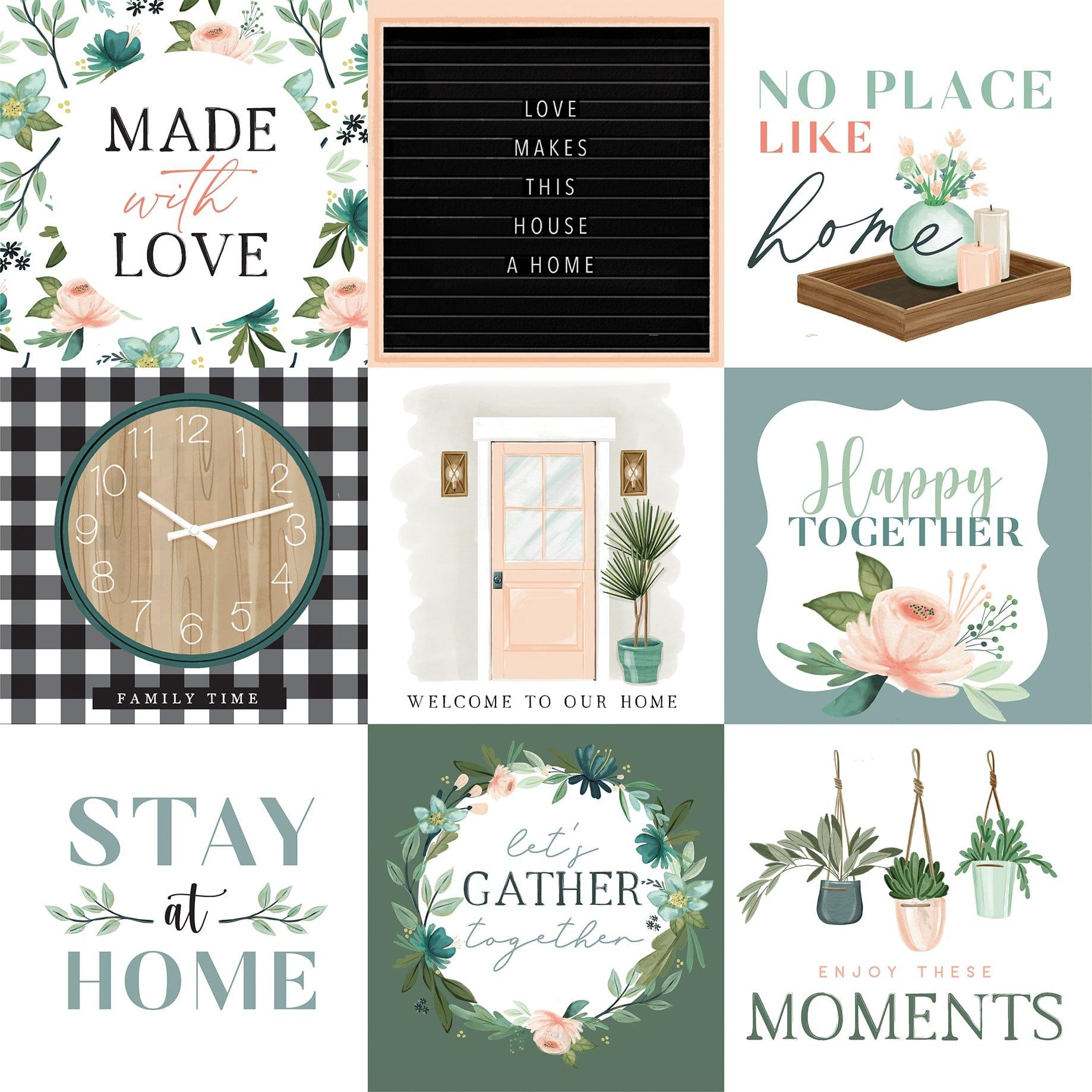 Gather At Home Collection 4 x 4 Journaling Cards 12 x 12 Double-Sided Scrapbook Paper by Carta Bella - Scrapbook Supply Companies